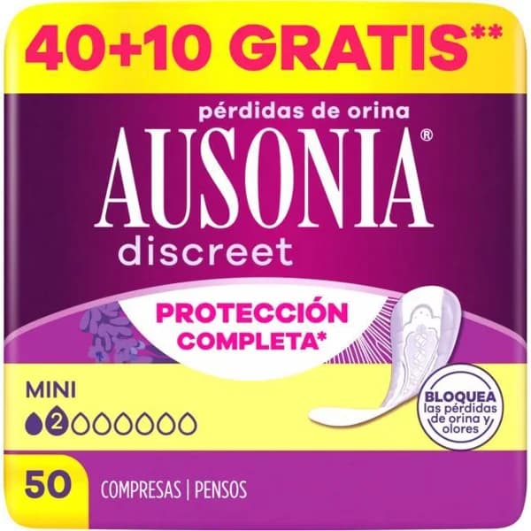 Compresas de inconti. mini AUSONIA DISCREET, paquete 50 uds - 50 ud - Imagen del producto en Findit