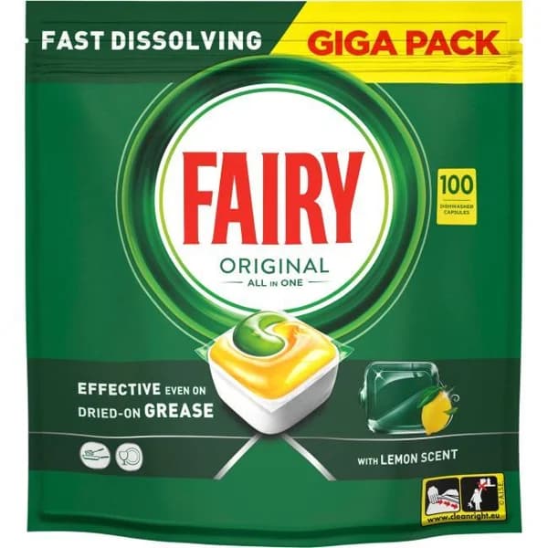 Lavavajillas máquina original FAIRY, bolsa 100 dosis - 100 ud - Imagen del producto en Findit