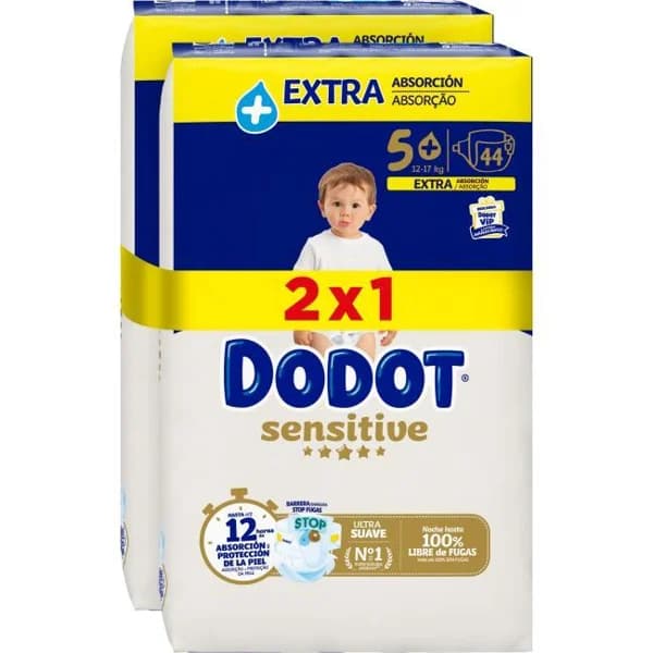 Pañales extra 12-17 kg Talla 3 DODOT SENSITIVE, pack 2x44 uds - 1 ud - Imagen del producto en Findit