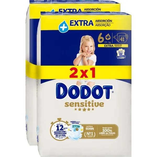 Pañal extra +14 kg Talla 3 DODOT SENSITIVE, pack 2x41 uds - 82 ud - Imagen del producto en Findit