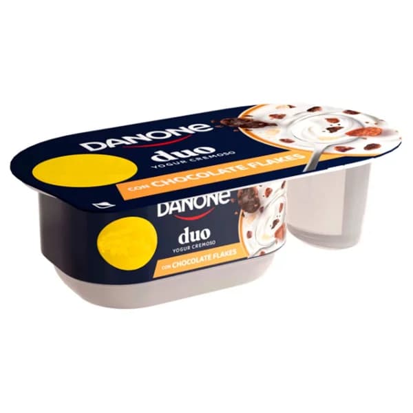 DANONE Duo Yogur cremoso azucarado con copos de maiz cubiertos de chocolate 102 g. - 0.1 kg - Imagen del producto en Findit