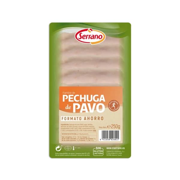 SERRANO Pechuga de pavo cortada en lonchas SERRANO 250 g. - 0.25 kg - Imagen del producto en Findit