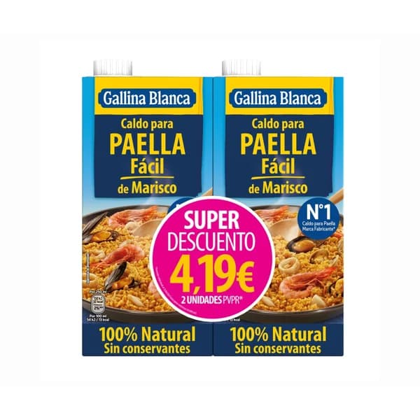 GALLINA BLANCA Caldo de paella de marisco 2 x 1 l. - 2.02 kg - Imagen del producto en Findit