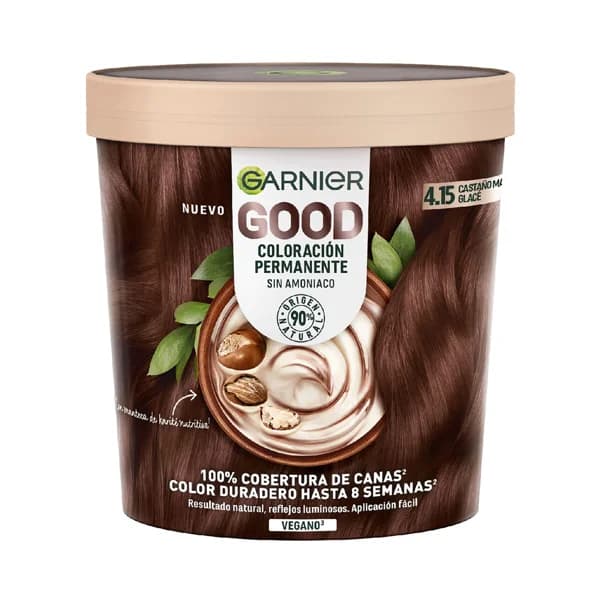 GARNIER Coloracion permanente sin amoniaco, tono 4.15 Castaño marrón glace GARNIER Good. - 1 ud - Imagen del producto en Findit