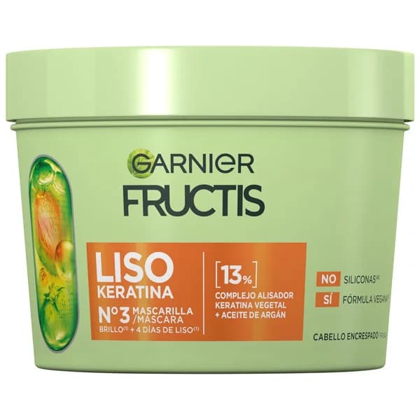 FRUCTIS Liso keratina nº3 de Garnier Mascarilla capilar alisadora para cabellos encrespados 200 ml. - 0.37 l - Imagen del producto en Findit