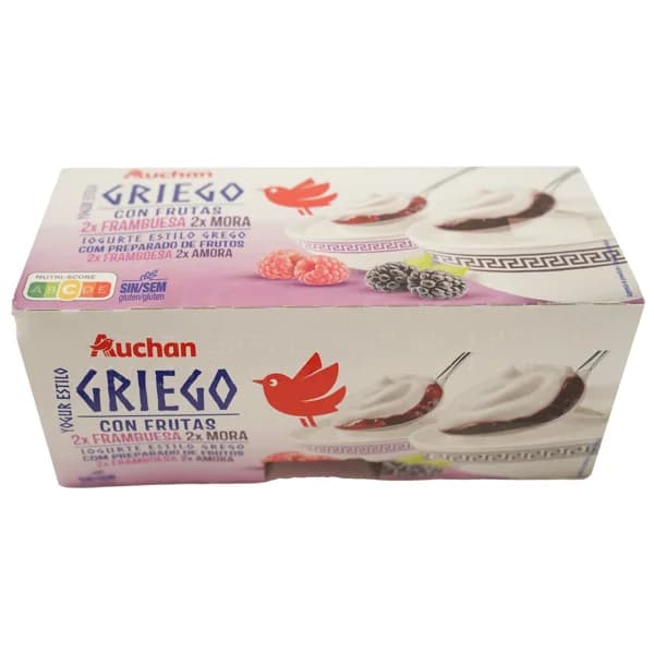 AUCHAN Yogur estilo griego con mora y frambuesa 4x125 g Producto Alcampo. - 0.5 kg - Imagen del producto en Findit