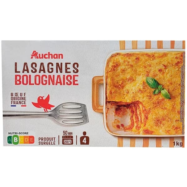 AUCHAN Lasaña boloñesa 1 kg Producto Alcampo. - 1 kg - Imagen del producto en Findit