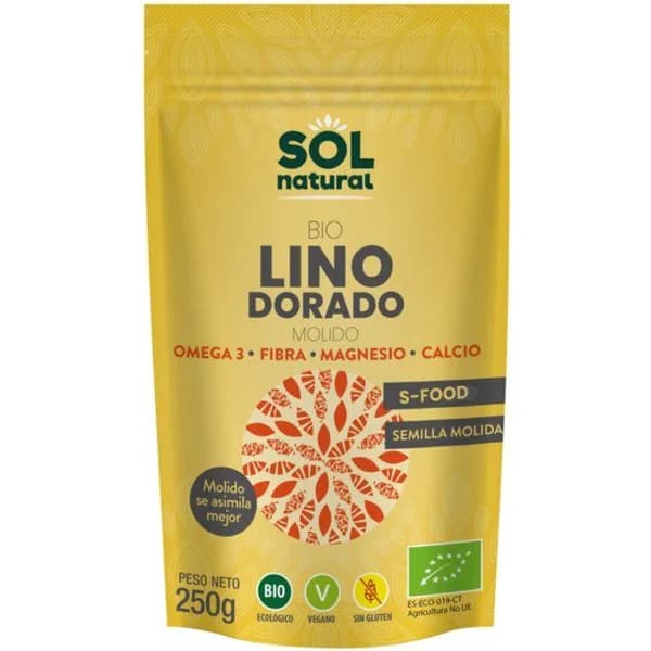Lino dorado molido bio SOLNATURAL, bolsa 250 g - 0.25 kg - Imagen del producto en Findit