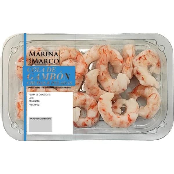 Colas de gambón crudas y peladas SAN MARCO, bandeja 200 g - 0.2 kg - Imagen del producto en Findit