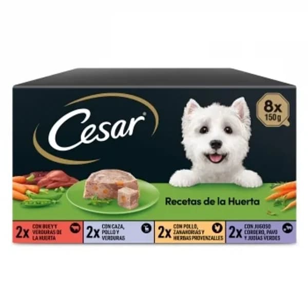 Comida húmeda recetas de la huerta para perro Cesar 8x150 g - 1.2 kg - Imagen del producto en Findit