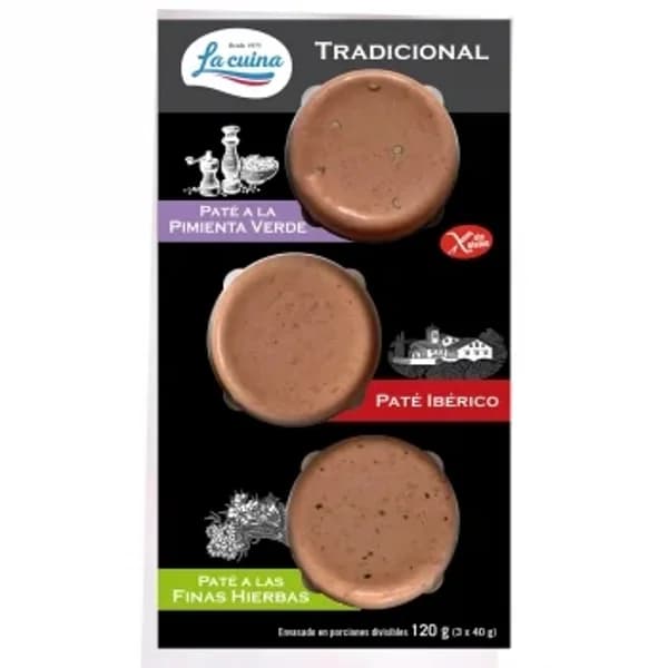 Tabla de patés Gourmet Tradicional La Cuina sin gluten pack de 3 unidades de 40 g - 0.12 kg - Imagen del producto en Findit