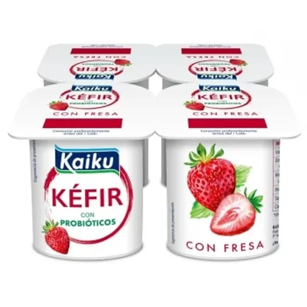 Leche fermentada con fermentos de kéfir con fresa Kaiku pack de 4 uniades de 125 g. - 0.5 kg - Imagen del producto en Findit
