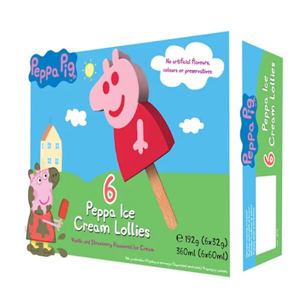 PEPPA PIG Polo de helado con sabor a vainilla y fresa y forma de 6 x 60 ml. - 0.36 l - Imagen del producto en Findit