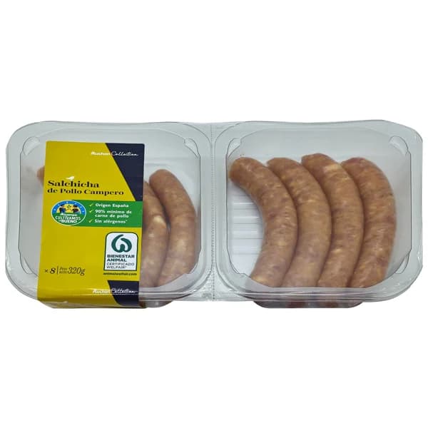 ALCAMPO CULTIVAMOS LO BUENO Salchichas de pollo campero 320 g. - 0.35 kg - Imagen del producto en Findit