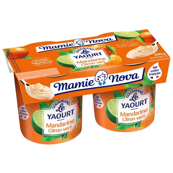 MAMIE NOVA Yogur azucarado sabor a mandarina y lima le gourmand 2 x 150 g. - 0.3 kg - Imagen del producto en Findit