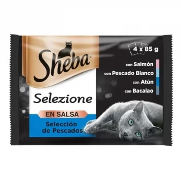 Comida húmeda selección pescados en salsa para gatos Sheba Selezione pack de 4 unidades de 85 g. - 0.34 ud - Imagen del producto en Findit