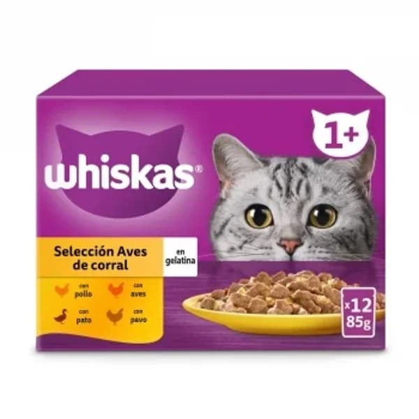 Comida húmeda de ave para gato Whiskas 12x85 g - 1.02 kg - Imagen del producto en Findit