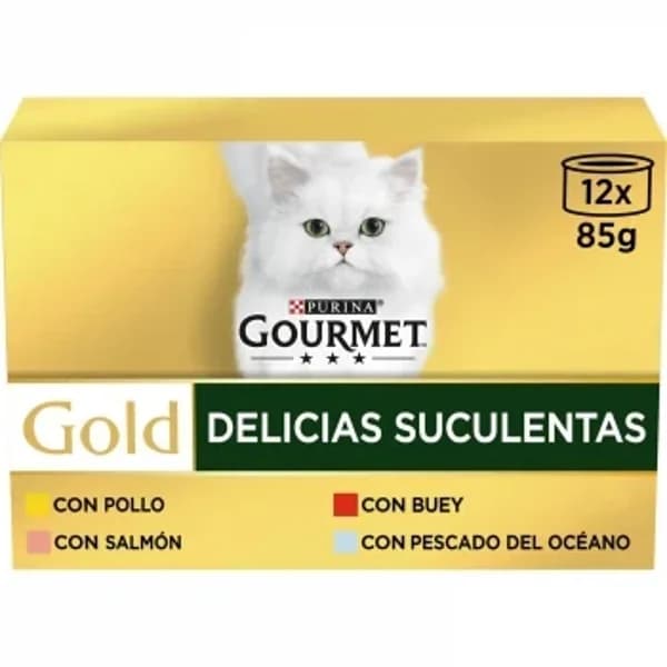 Comida húmeda de pescado y carne para gato adulto Gourmet 12x85 g - 1.02 kg - Imagen del producto en Findit