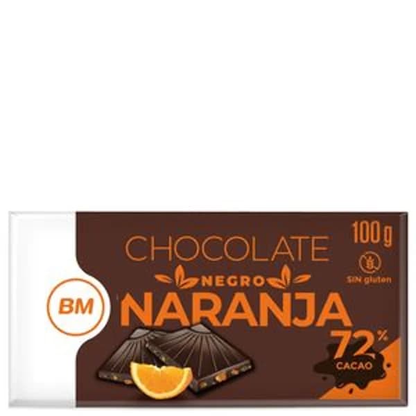 Tableta de chocolate negro 72% con naranja 100 g - 0.1 kg - Imagen del producto en Findit