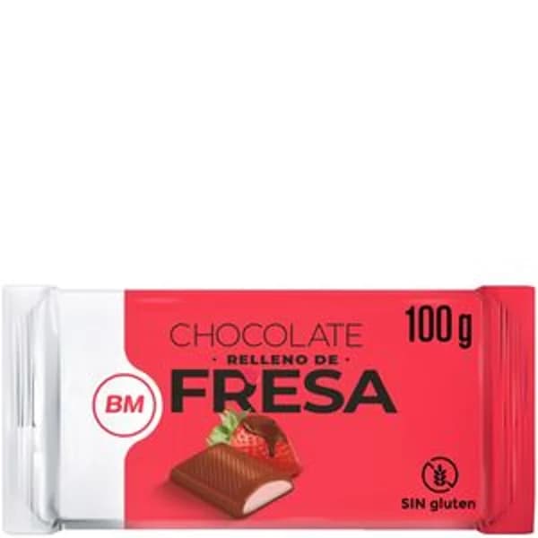 Chocolate relleno de fresa 100 g - 0.1 kg - Imagen del producto en Findit