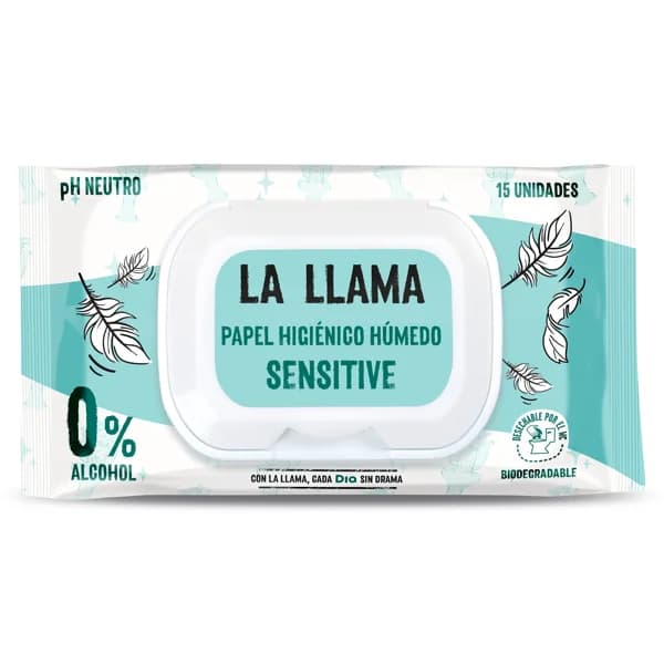 Papel higiénico húmedo sensitive La Llama Dia bolsa 15 unidades - 16 ud - Imagen del producto en Findit