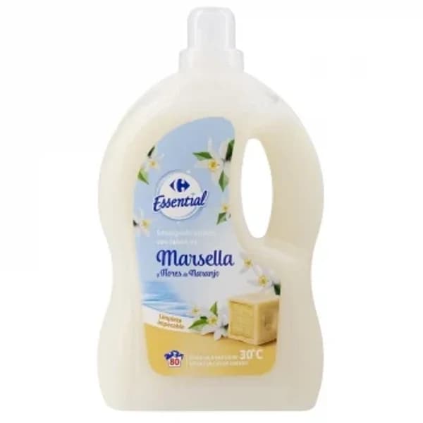 Detergente líquido Marsella y flores de naranjo Essential Carrefour 80 lavados. - 84.83 ud - Imagen del producto en Findit