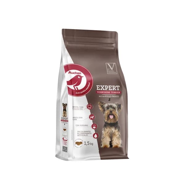 PRODUCTO ALCAMPO Pienso premium seco para perros Yorkshire Terrier, rico en pollo fresco AUCHAN EXPERT saco de 1,5 kg. - 1.5 kg - Imagen del producto en Findit