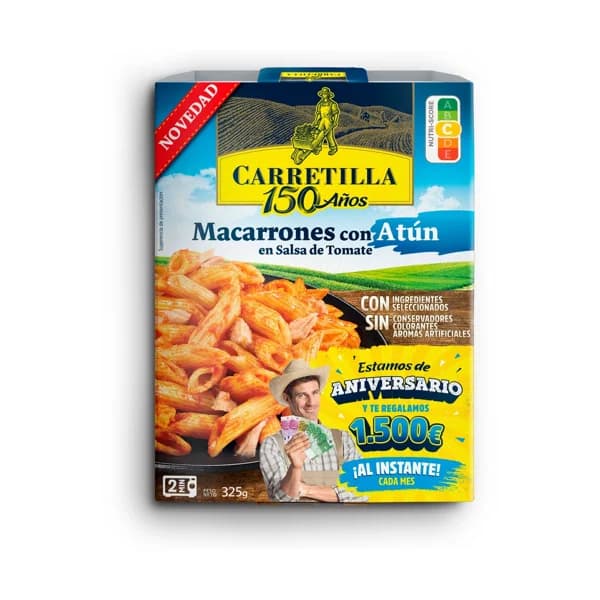 CARRETILLA Macarrones con atún en salsa de tomate 325g - 0.33 kg - Imagen del producto en Findit