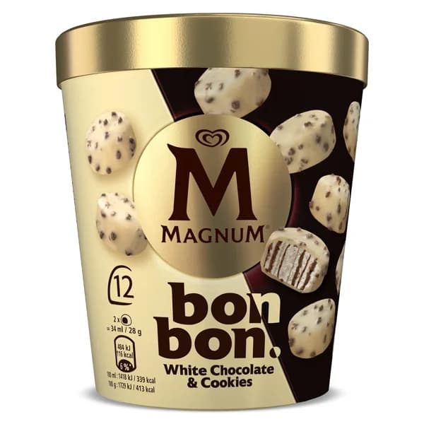 Helado bombón white choco&cookies 12 unidades Magnum tarrina 168 g - 0.17 ud - Imagen del producto en Findit