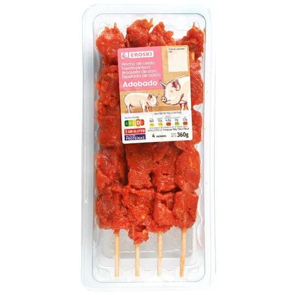 Pincho de cerdo adobado EROSKI, bandeja 340 g - 1 ud - Imagen del producto en Findit