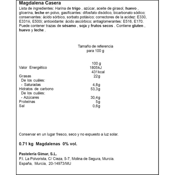 Magdalena Casera 710G - 0.71 kg - Imagen del producto en Findit