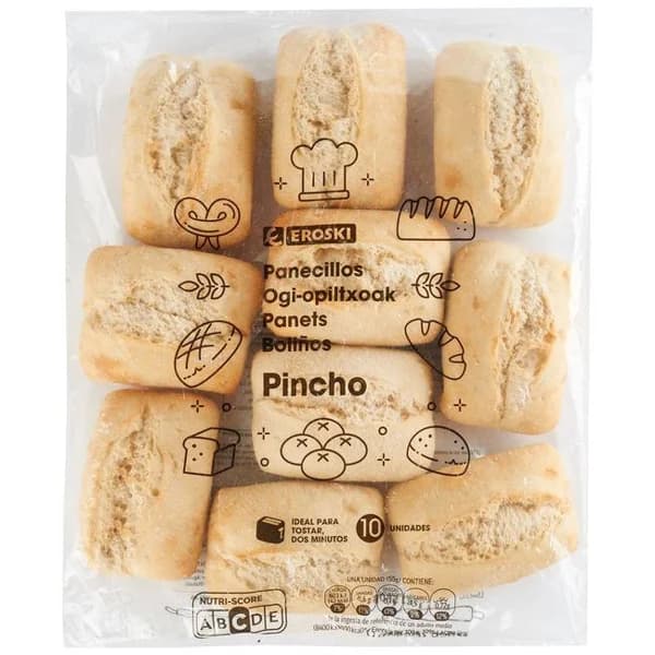 Panecillo pincho EROSKI, 10 uds, bolsa 550 g - 0.55 kg - Imagen del producto en Findit