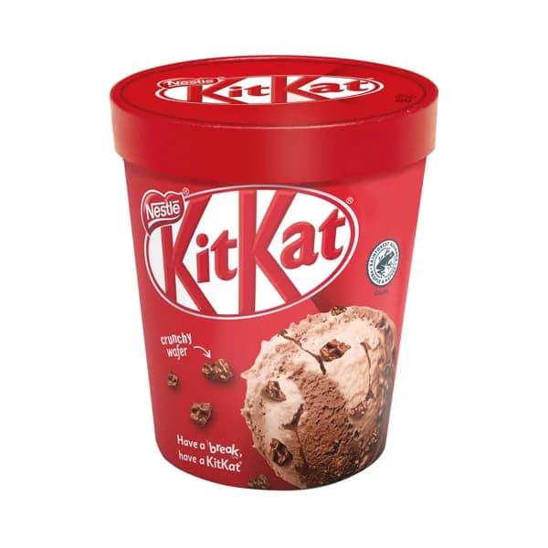 KIT KAT Tarrina de helado de chocolate y galletas con trozos de galletas recubiertas de chocolate con leche 480 ml. - 0.48 l - Imagen del producto en Findit