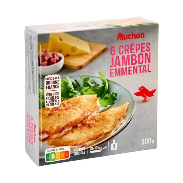 AUCHAN Crepe de jamón y queso emmental 6 uds. 300 g Producto Alcampo. - 0.3 kg - Imagen del producto en Findit