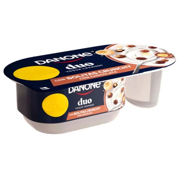 DANONE Duo Yogur cremoso azucarado con bolitas crujientes de arroz y trigo cubiertas de chocolate 100 g. - 0.1 kg - Imagen del producto en Findit