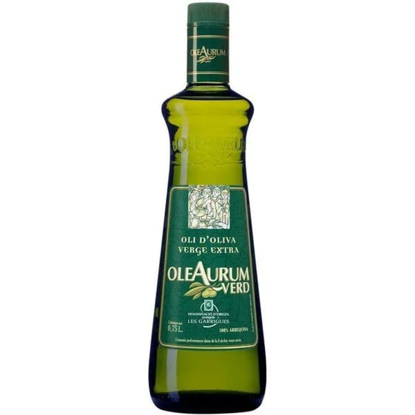 Aceite oliva v. extra verde D.O Garrigus OLEAURUM, botella 75 cl - 0.75 l - Imagen del producto en Findit