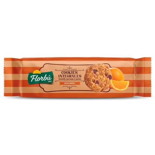 Galletas integrales con muesli, naranja y pasas Florbu bolsa 120 g - 0.12 kg - Imagen del producto en Findit