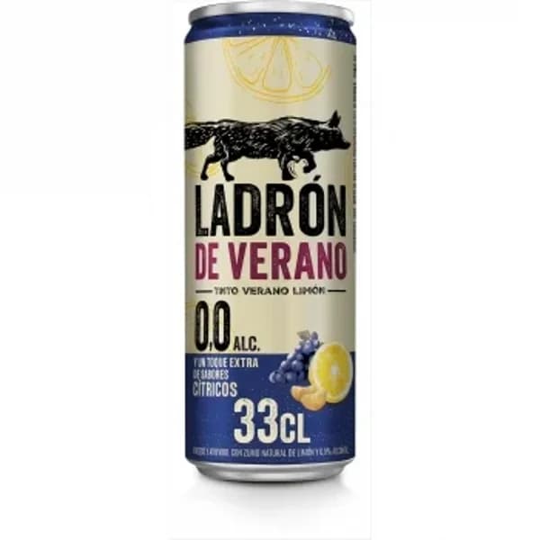 Tinto de verano Ladrón de Verano con limón con un toque extra de sabores cítricos sin alcohol lata 33 cl. - 0.33 l - Imagen del producto en Findit