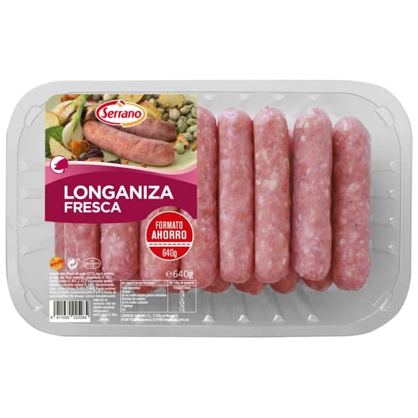 Bandeja de longanizas blancas frescas SERRANO 640 g. - 0.64 kg - Imagen del producto en Findit