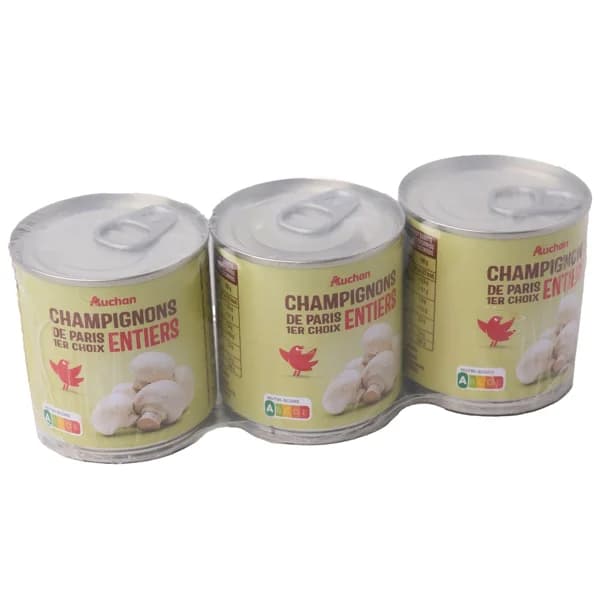 AUCHAN Champiñon entero 115gX3 - 0.35 kg - Imagen del producto en Findit