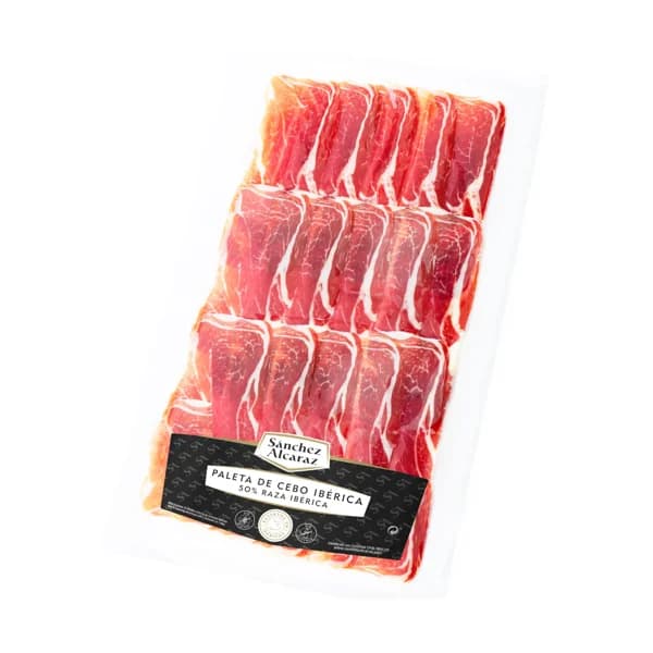 SÁNCHEZ ALCARAZ Paleta de cebo ibérica (50% raza ibérica) cortada en lonchas 150 g. - 0.15 kg - Imagen del producto en Findit