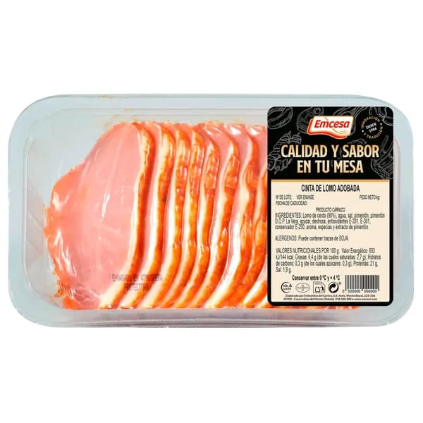 EMCESA Lomo adobado extra filetes, bandeja 600 g. - 0.6 kg - Imagen del producto en Findit