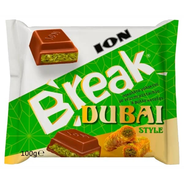 ION BREAK Chocolate con leche y crema de pistacho STYLE DUBAI 100 gr. - 0.1 kg - Imagen del producto en Findit