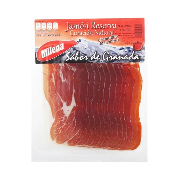 MILENA LEÓN Jamón reserva de hembra, con curación natural, cortado en lonchas MILENA LEÓN 200 g. - 0.2 kg - Imagen del producto en Findit
