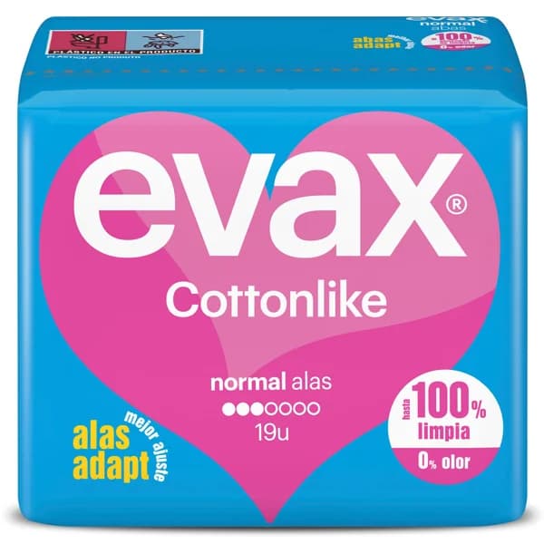 Compresas normal con alas Evax bolsa 19 unidades - 18.76 ud - Imagen del producto en Findit