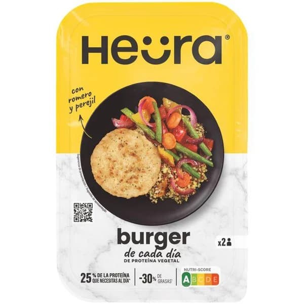 Hamburguesa vegetal sabor pollo HEURA, bandeja 180 g - 0.18 kg - Imagen del producto en Findit