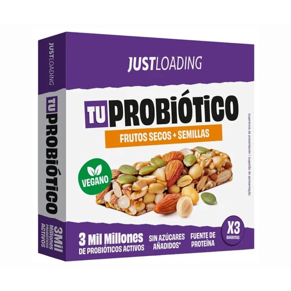 JUSTLOADING Barrita de frutos secos con probióticos 3x30 gr. - 0.09 kg - Imagen del producto en Findit