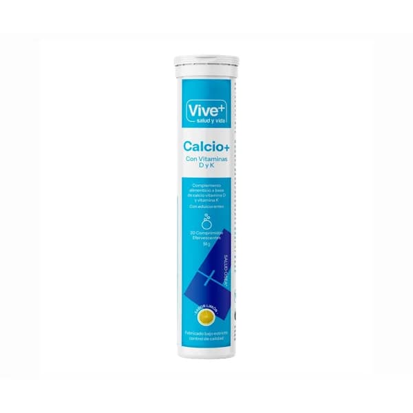 VIVE+ Calcio 500, vitamina D, L- efervescente 20 uds. - 0.08 kg - Imagen del producto en Findit