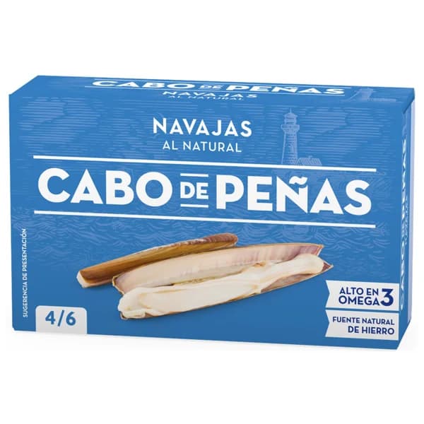 CABO DE PEÑAS Navajas al natural en formato lata  de 4/6 uds  60 g. - 0.06 kg - Imagen del producto en Findit