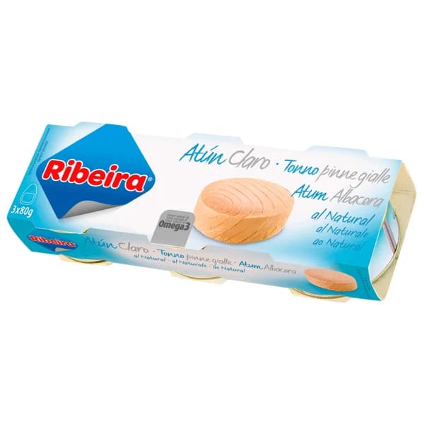 RIBEIRA Atún claro al natural 3 uds x 52 g. - 0.16 kg - Imagen del producto en Findit
